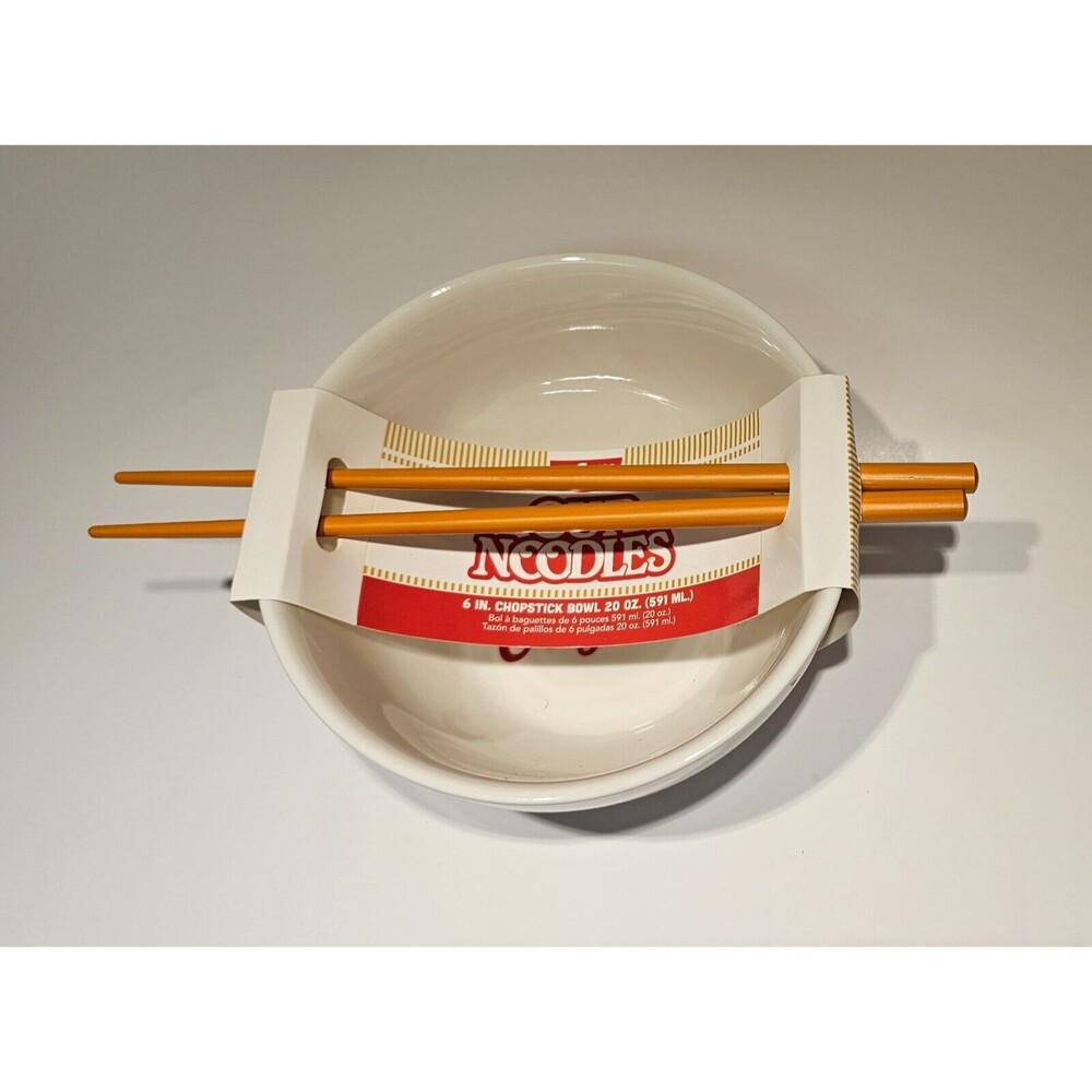 Nissin Ramen Noodle Bowl and Chopsticks Orange 1 Set NEW The Original